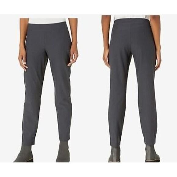 Eileen Fisher Size L Pull On Stretch Crepe Ankle Trouser Minimalist Pants Office - Picture 3 of 13